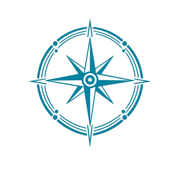 Icono de una brújula turquesa con diseño náutico sobre fondo transparente.
