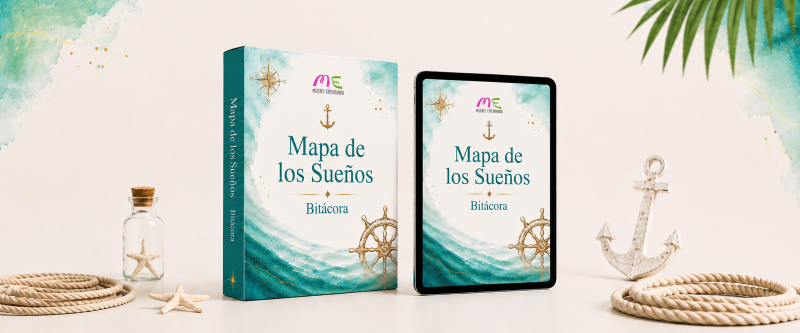 Mockup de la Bitácora Mapa de los Sueños de Mujeres Explorando, disponible en formato digital para ayudar a visualizar metas y diseñar un plan de vida.