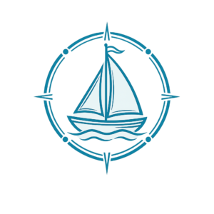 Icono de un velero turquesa navegando sobre el mar con fondo transparente.